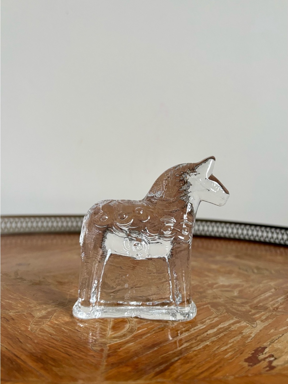 Vintage Swedish Clear Glass Dala Horse Figurine